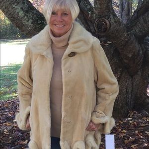 NEW Golden Ivory Blonde Sheared MINK Fur Jacket M
